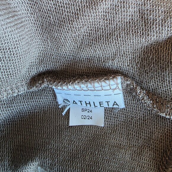 Athleta Size M P Pranayama Restore Wrap Long Open Front Cardigan Tencel Mushroom - Picture 8 of 8